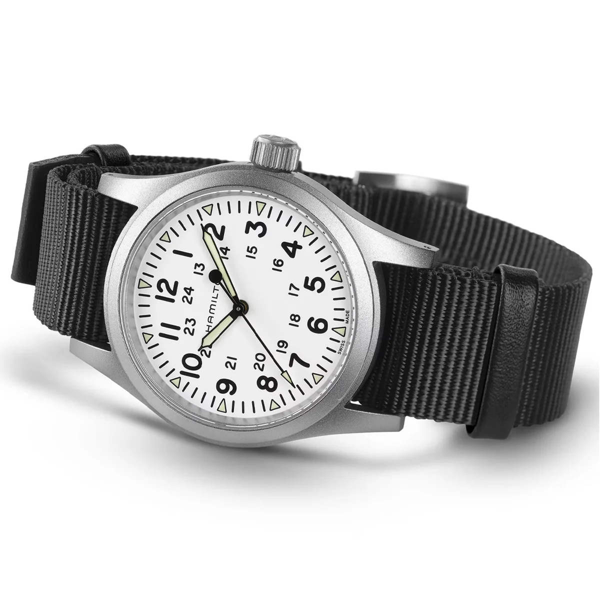 Hamilton - Khaki Field 38 mm Mechanical White Dial Green Lume - H69439910 - Image 2