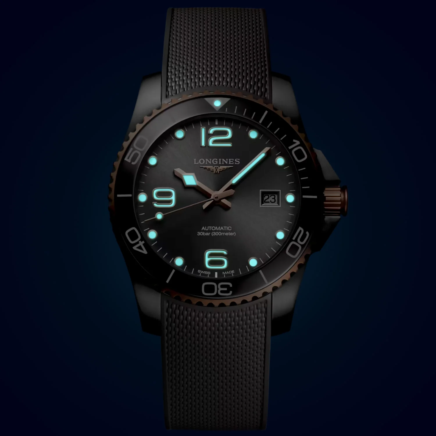 Longines - HydroConquest 41 mm Gray Dial Two-Tone Bezel - L37813789 - Image 2