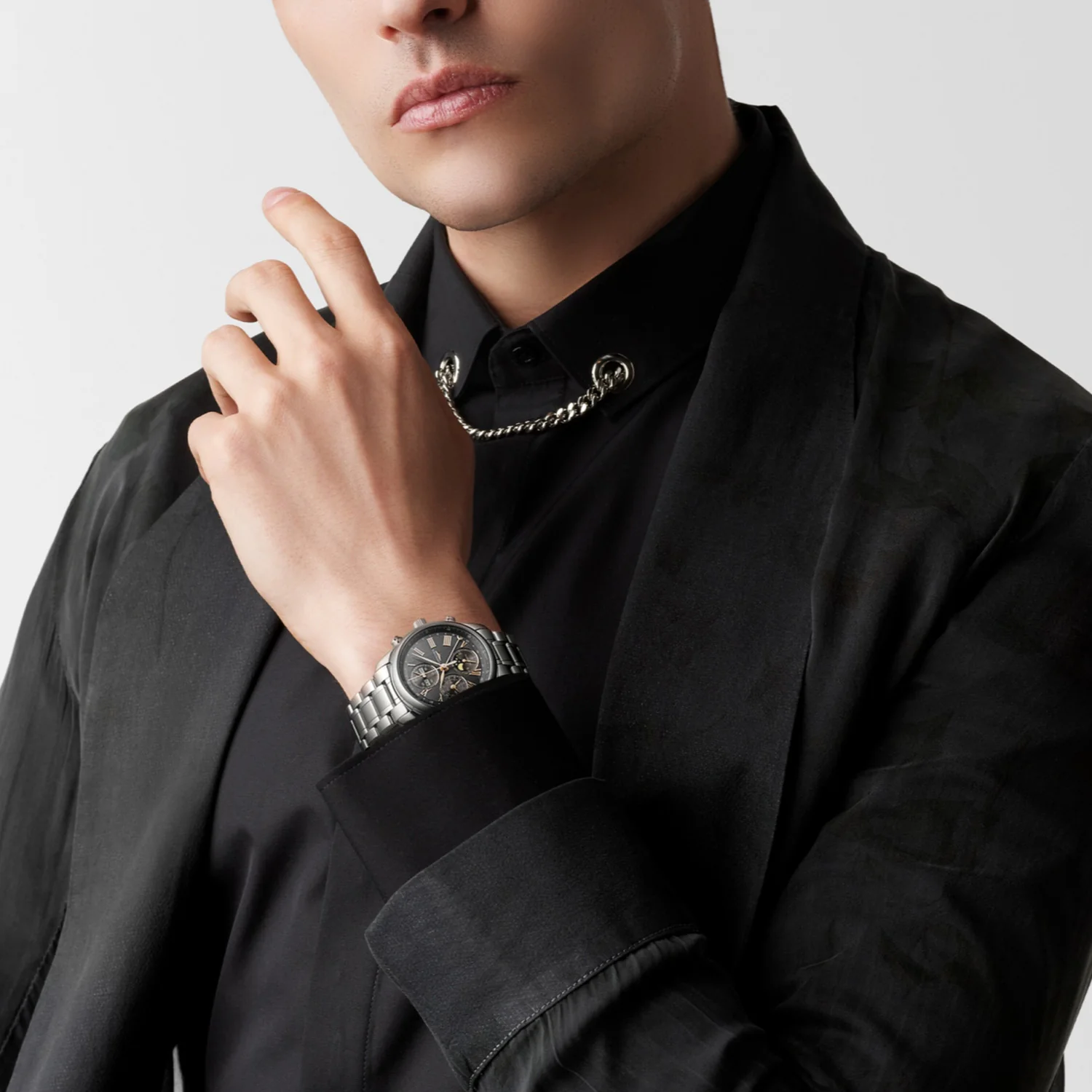 Longines - Master Collection 40 mm Moon-Phase Anthracite Bracelet - L26734616 - Image 5