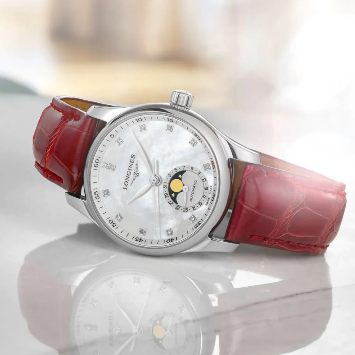 Longines - Master Collection Mother of Pearl Diamond Dial Moon-phase Women's - L24094872 - Image 3