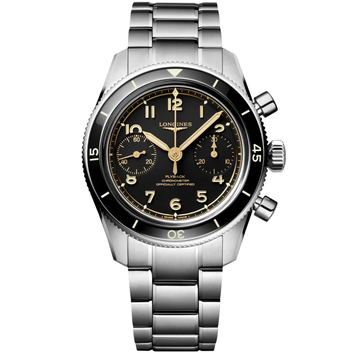 Longines - Spirit Pilot Flyback 39.5 mm Chronograph Steel Bracelet - L37214536