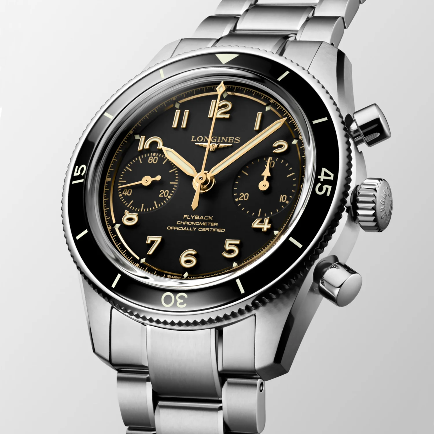Longines - Spirit Pilot Flyback 39.5 mm Chronograph Steel Bracelet - L37214536 - Image 3