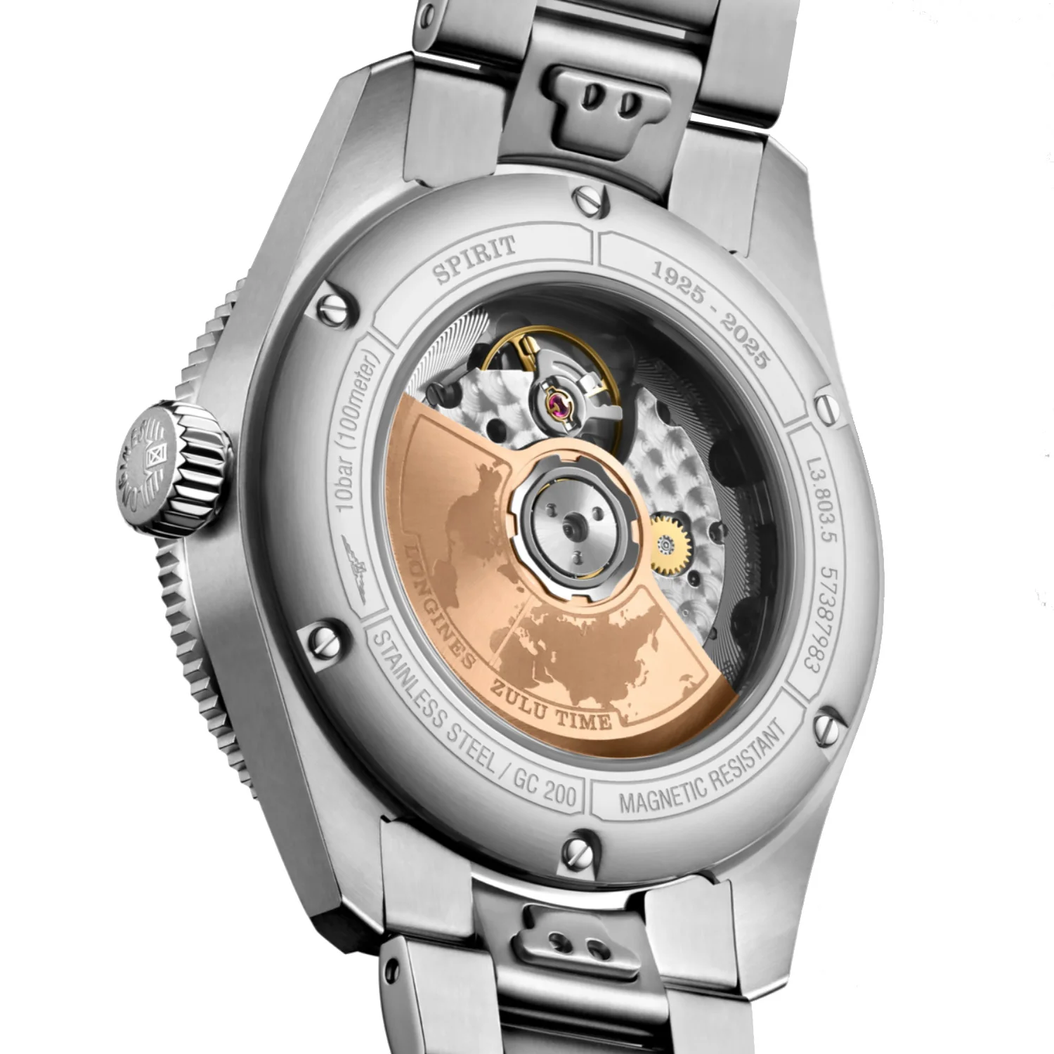 Longines - Spirit Zulu Time GMT 39 mm 1925 Steel 18k Pink Gold - L38035536 - Image 4
