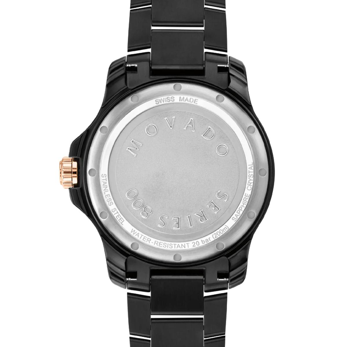 Movado - 800 Series 40 mm Rose Gold & Ebony Black Steel Case & Bracelet - 2600162 - Image 3