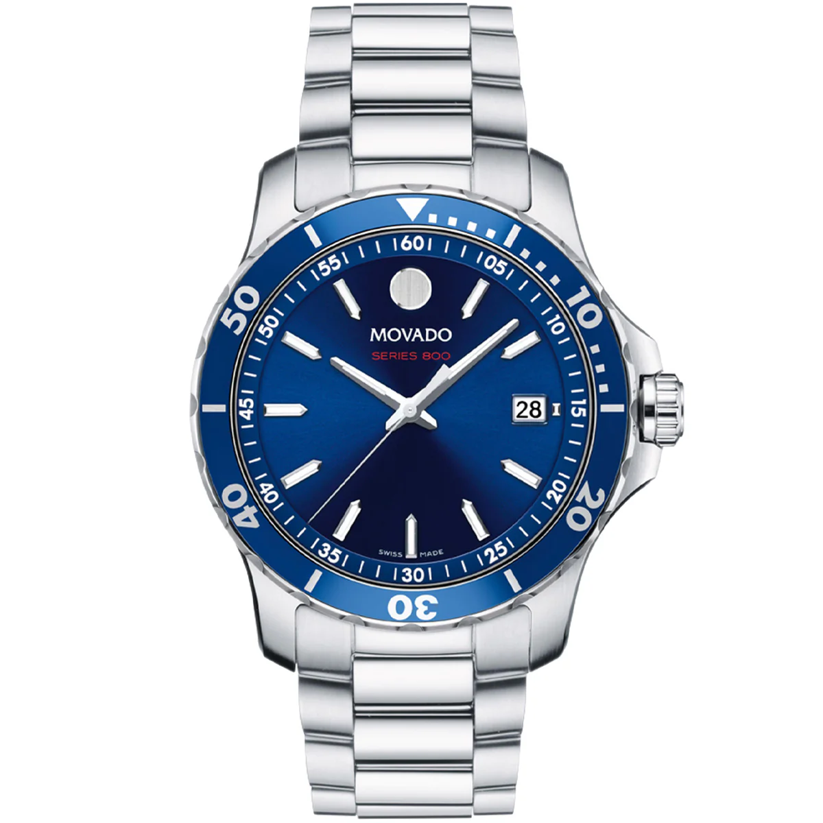 Movado - 800 Series 40 mm Steel Case & Bracelet Blue Dial - 2600137