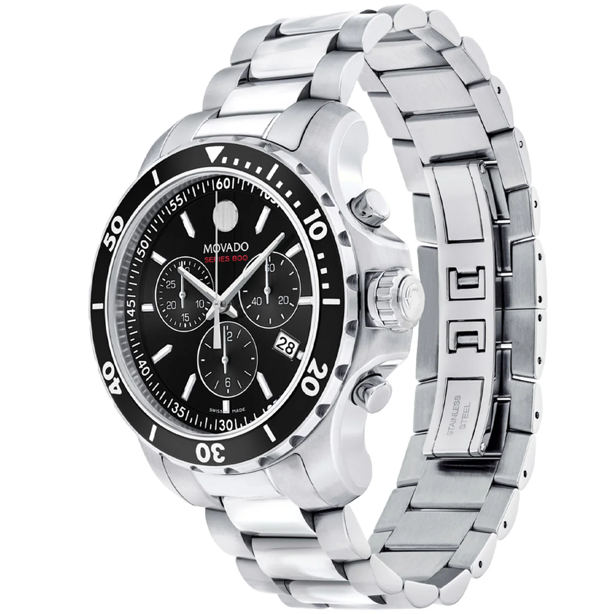 Movado - 800 Series 42 mm Performance Case & Bracelet Black Chronograph Dial - 2600142 - Image 2