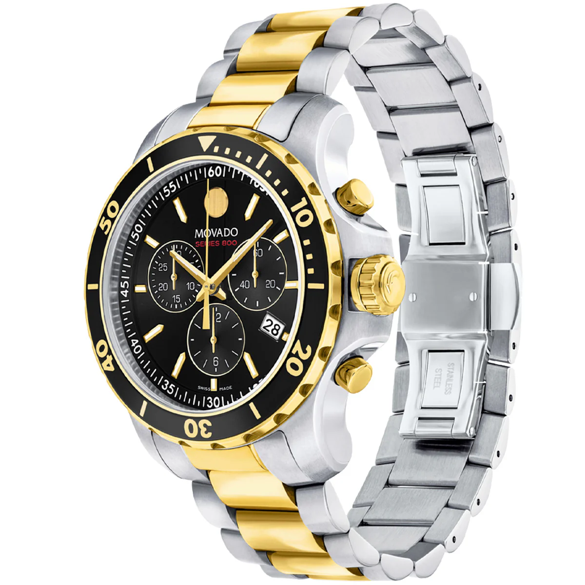 Movado - 800 Series 42 mm Two-Tone Case & Bracelet Black Dial - 2600146 - Image 2