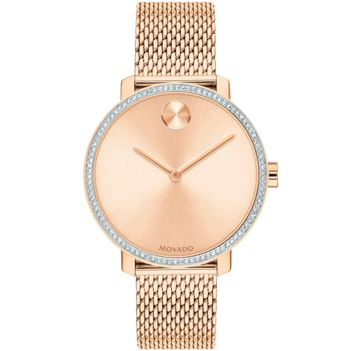 Movado - Bold Shimmer 34 mm Rose Gold PVD & Crystal "Diamond" Bezel - 3600657