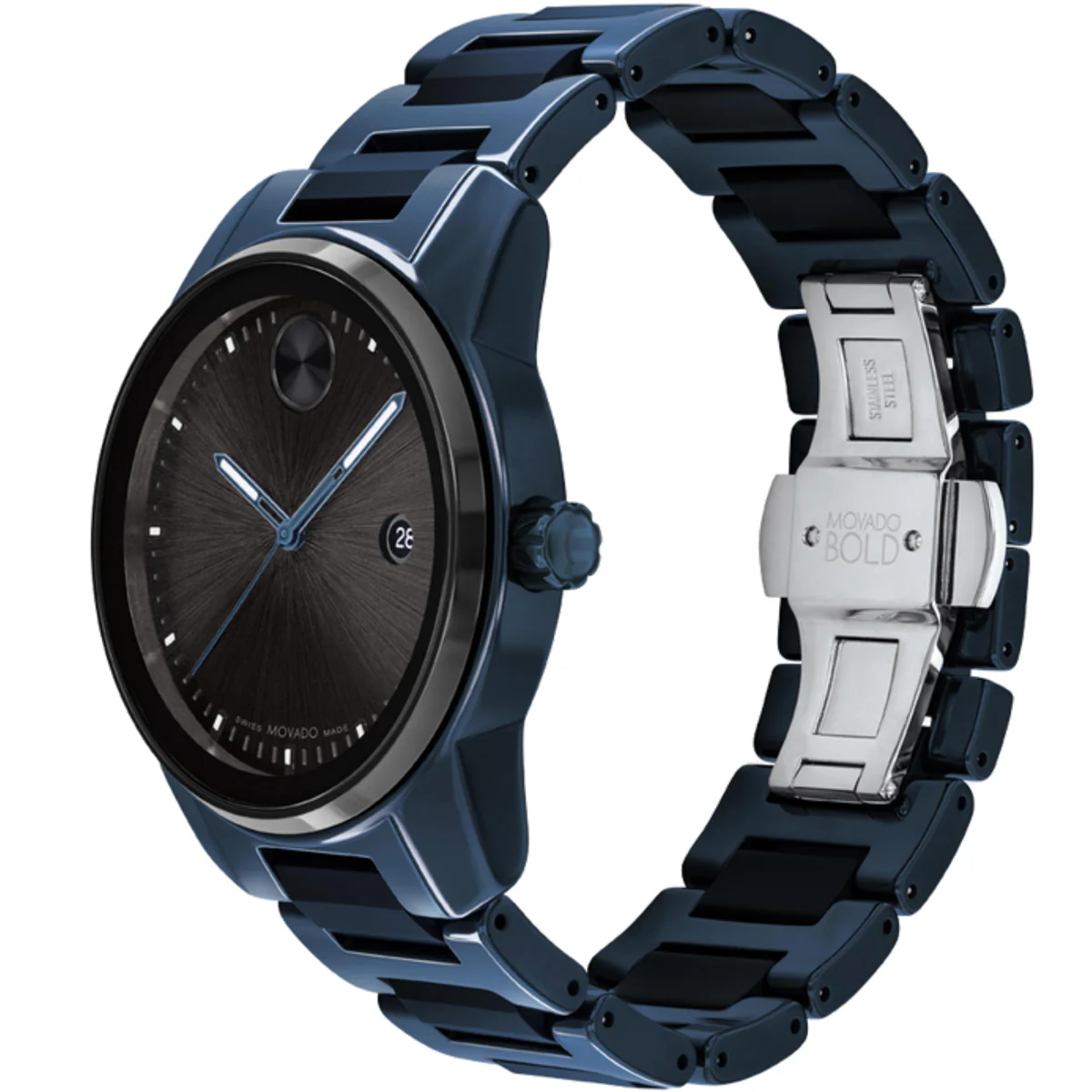 Movado - Bold Verso 42 mm Blue Ceramic & Black Ion-Plated Steel Case - 3600864 - Image 2