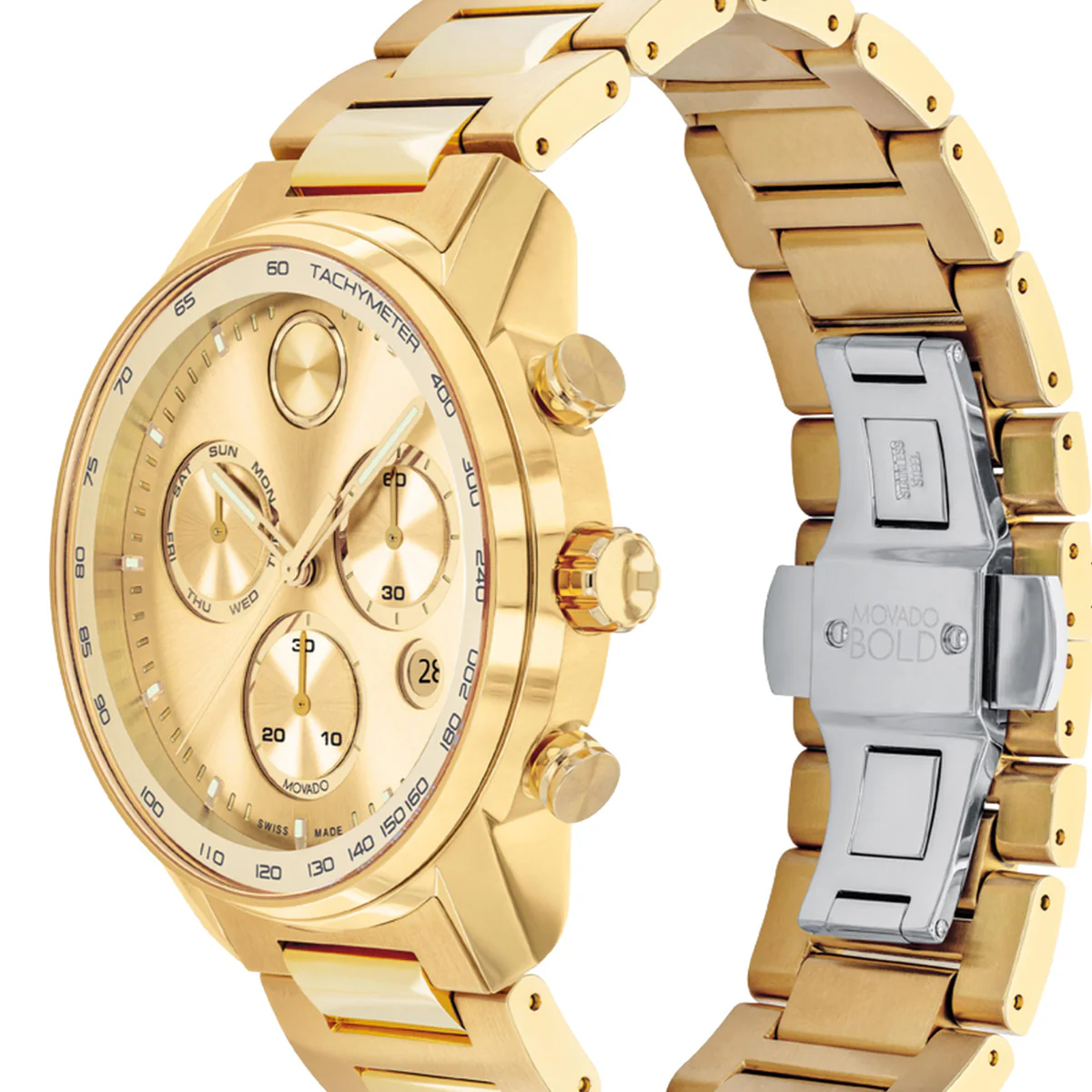 Movado - Bold Verso 44 mm Chronograph Yellow Gold Ion-plated - 3600741 - Image 2