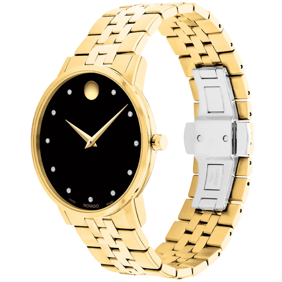 Movado - Museum Classic 40 mm Yellow Gold PVD Bracelet Diamond Dial - 0607625 - Image 2
