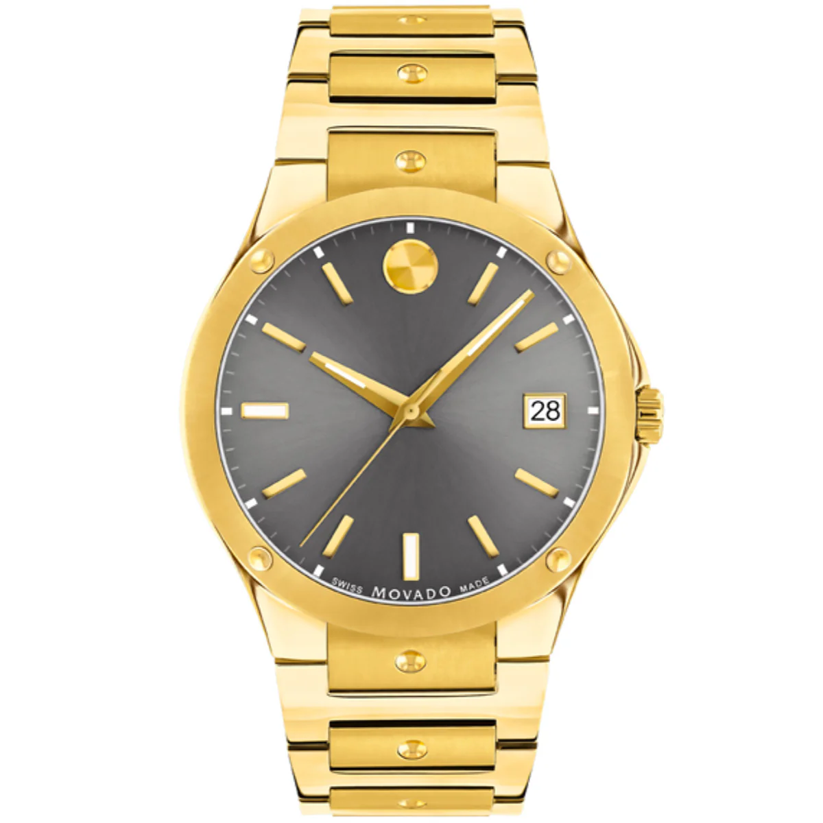 Movado - SE 41 mm Yellow Gold PVD Case Link Bracelet Date - 0607707