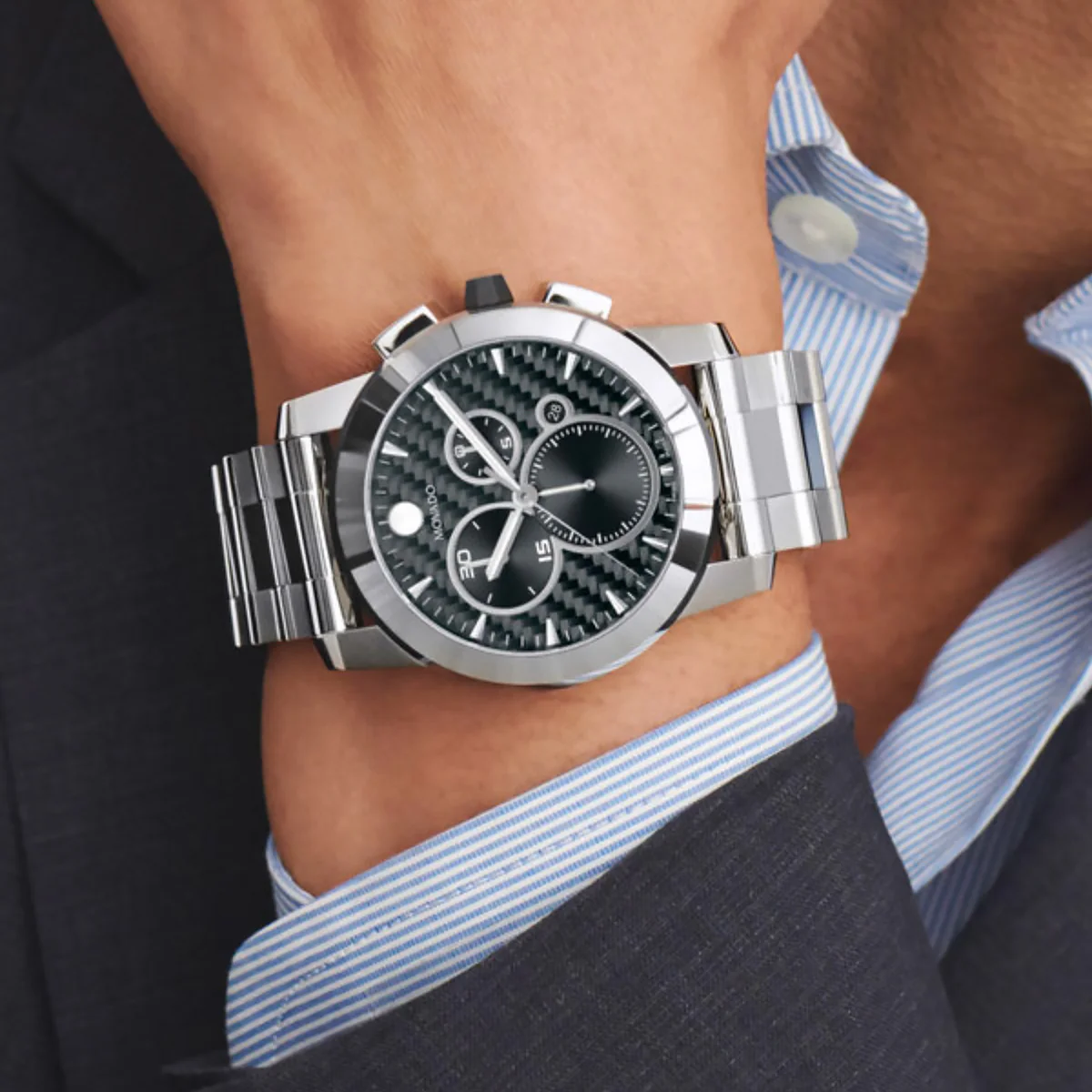 Movado - Vizio Chronograph 45 mm Carbon Fiber Dial Stainless - 0606551 - Image 3