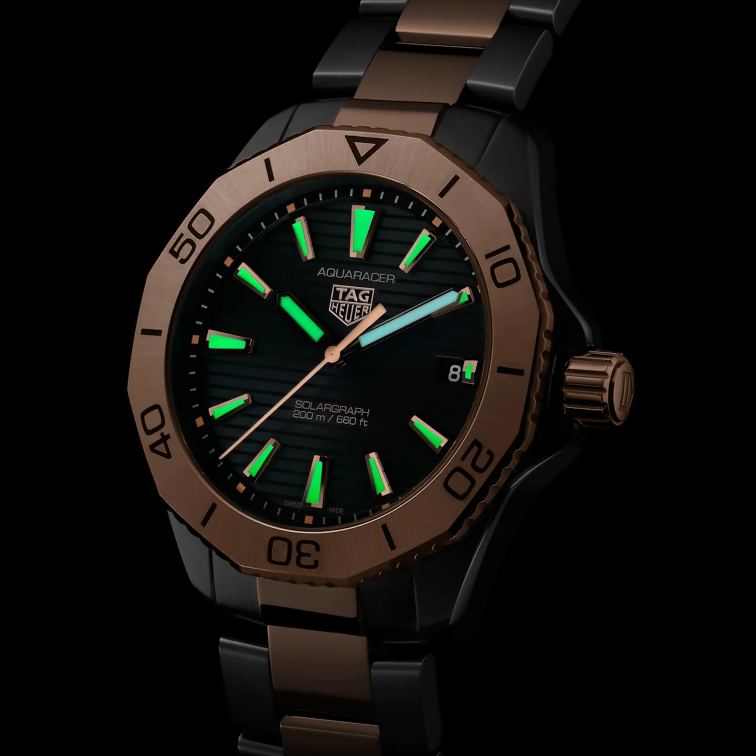 TAG Heuer - Aquaracer 40 mm Solargraph Professional 200 Rose Gold - WBP1121.BB0003 - Image 3