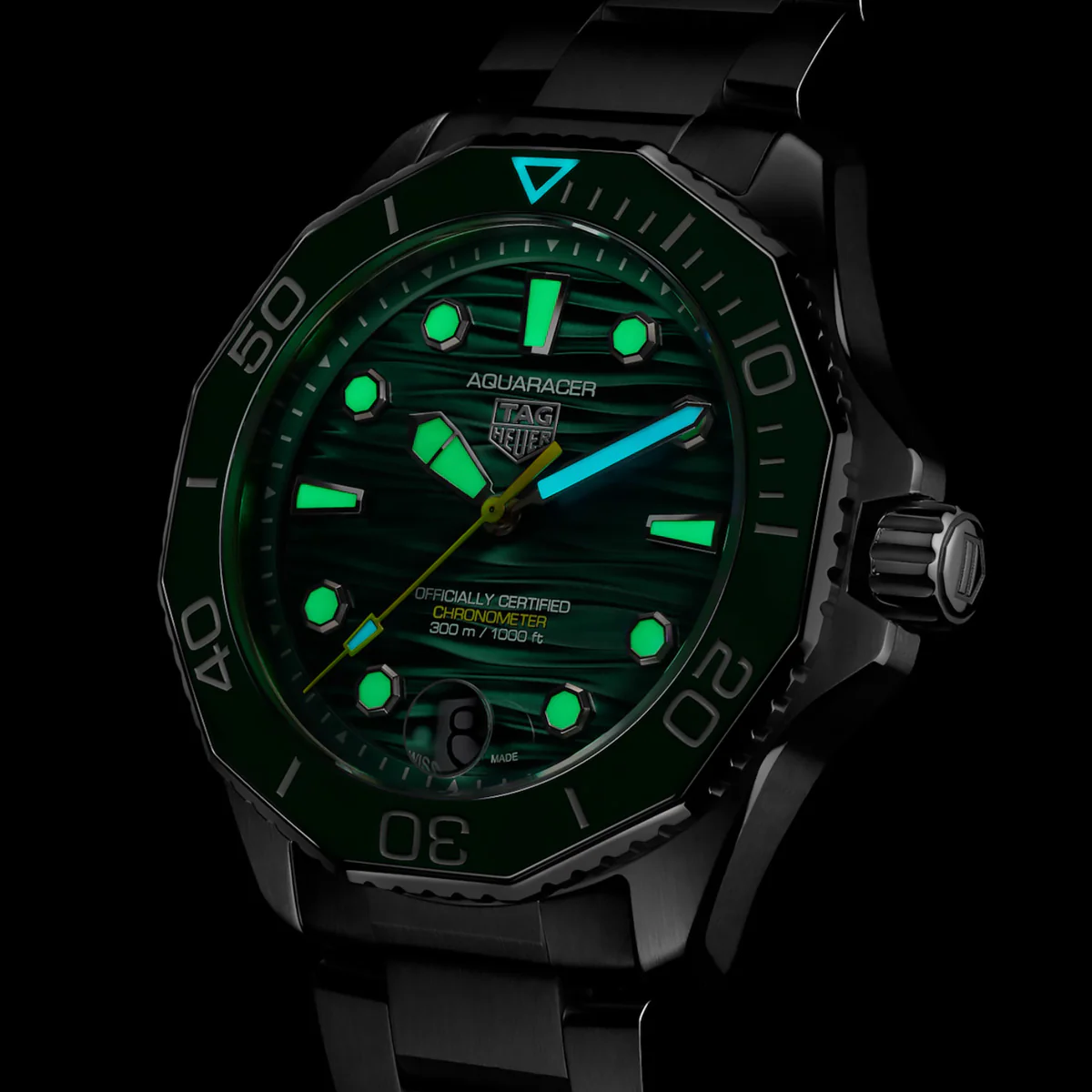 TAG Heuer - Aquaracer 42 mm 300 Chronometer Diver Green Bracelet - WBP5116.BA0013 - Image 3