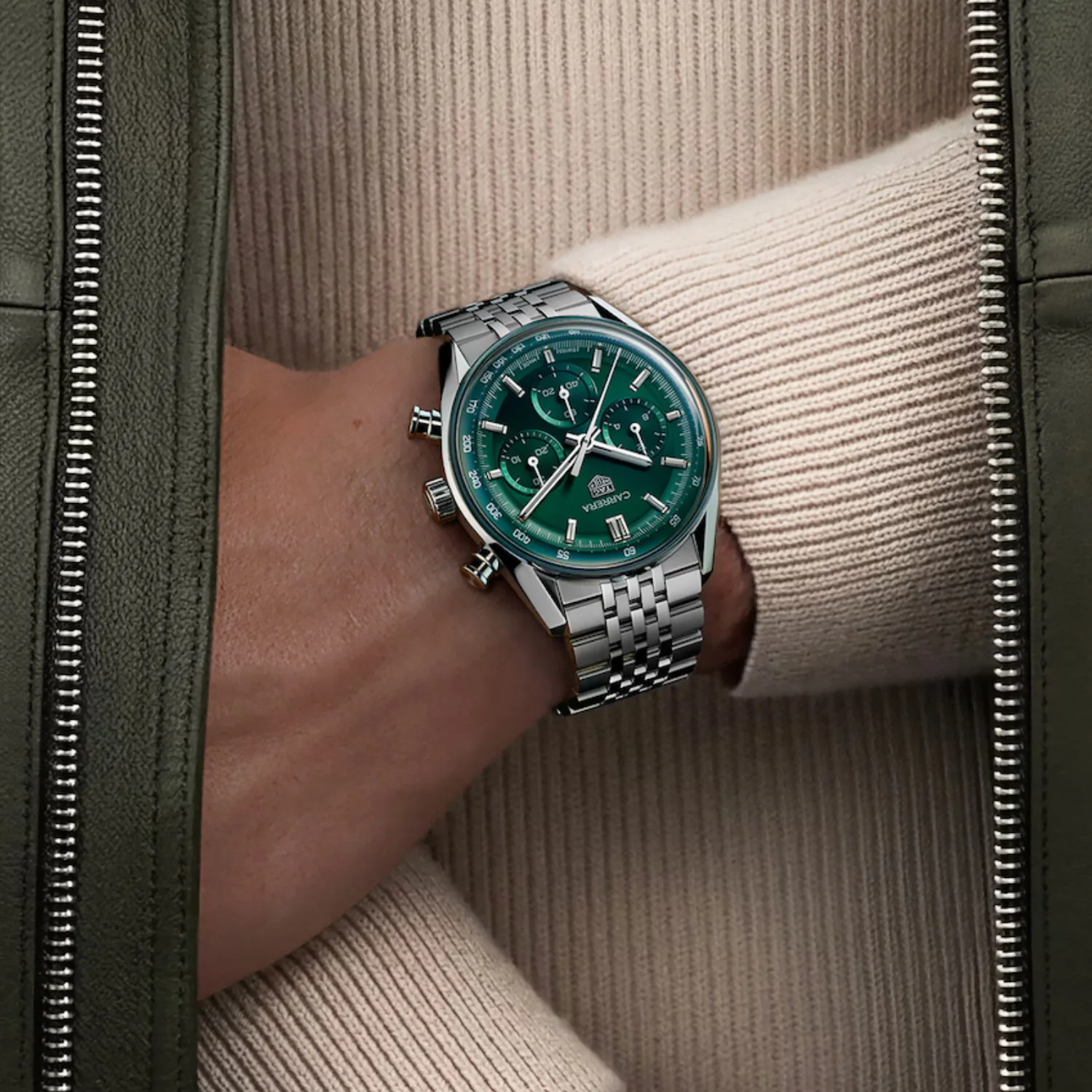 TAG Heuer - Carrera 41 mm Chronograph Glass Box Green Dial - CBS2115.BA0053 - Image 3