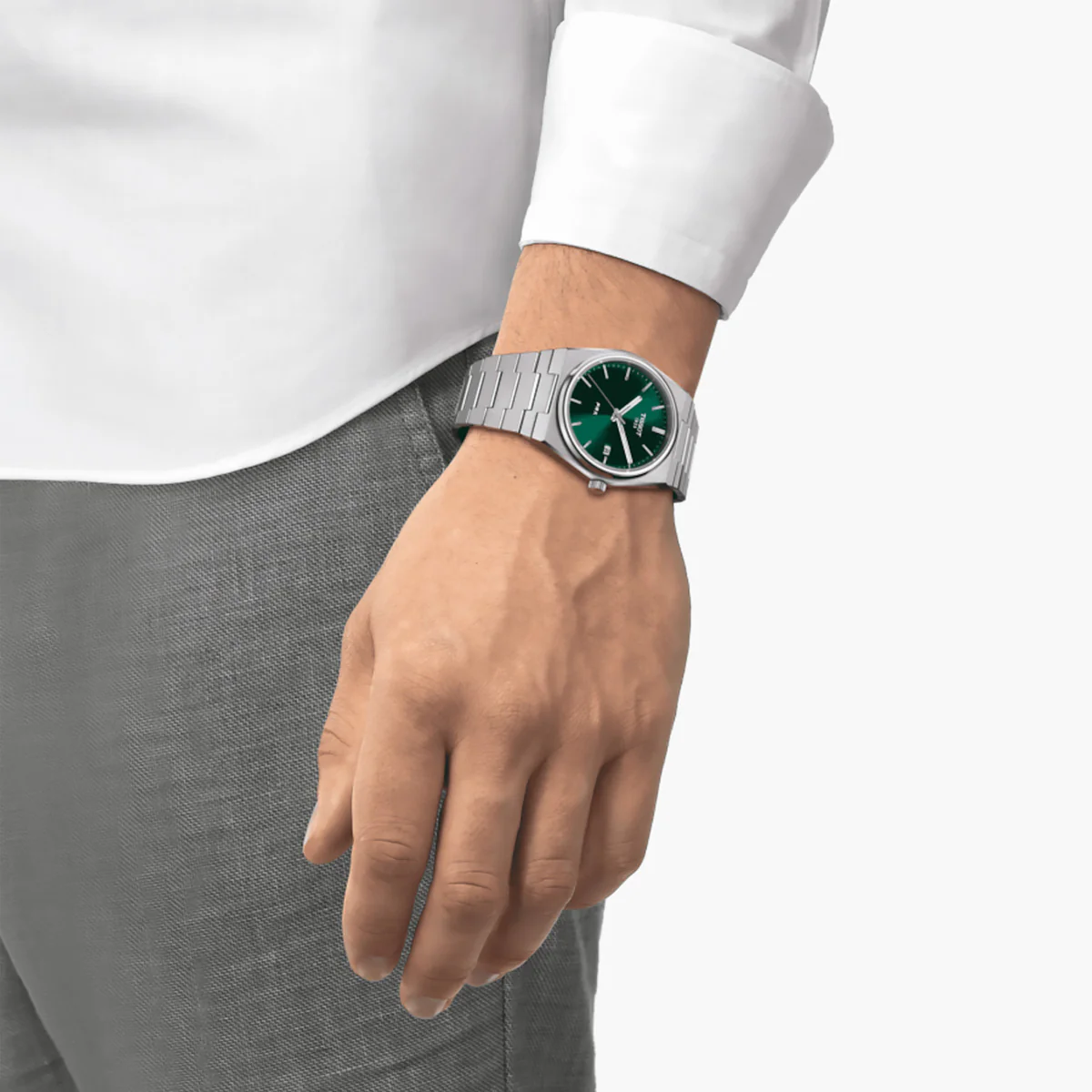 Tissot - PRX 40 mm Quartz Green Dial Stainless Steel Bracelet - T1374101109100 - Image 5