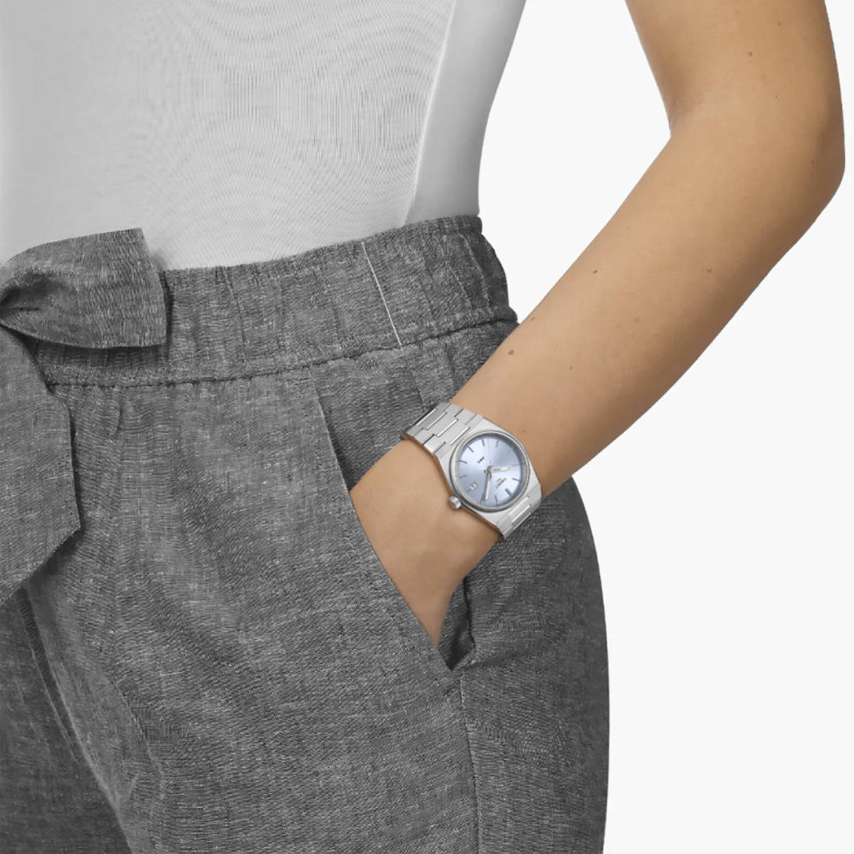Tissot - PRX 35 mm Quartz Baby Blue Dial Stainless Bracelet Date - T1372101135100 - Image 3