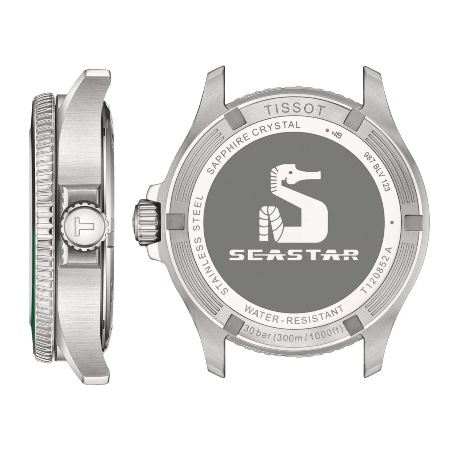 Tissot - Seastar 1000 GMT Quartz 40 mm Black / Green Bezel - T1208521105100 - Image 2
