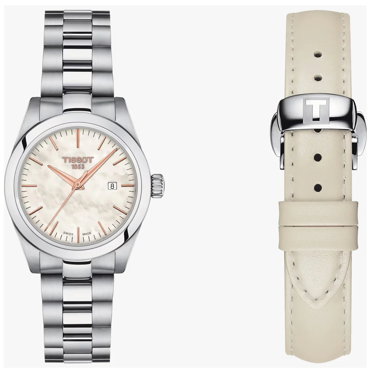 Tissot - T-My Lady Mother of Pearl Dial Stainless & Leather Bands - T1320101111100 - Image 2